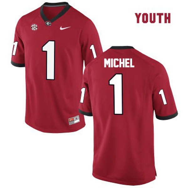 Georgia Bulldogs Youth NCAA Sony Michel #1 Red College Football Jersey EXR0849TV